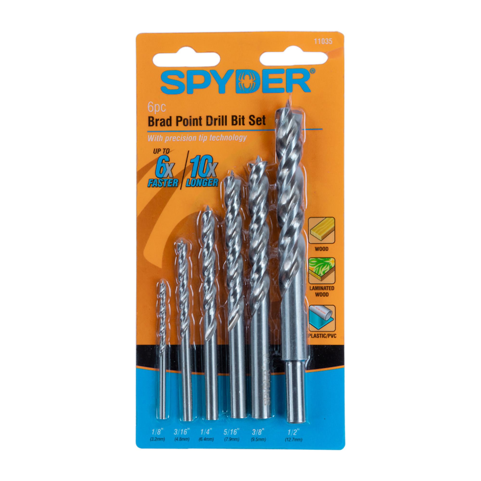 SPYDER Stinger™, 6pc Asstd Brad Pt High Spd Stl Twist Drill Bit Set, Included (qty.) 6 Model# 11035